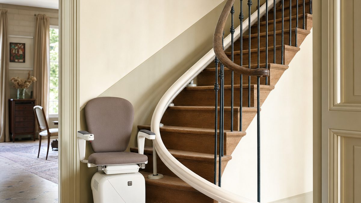 Prix d'un monte-escalier : siège sur rail tournant installé